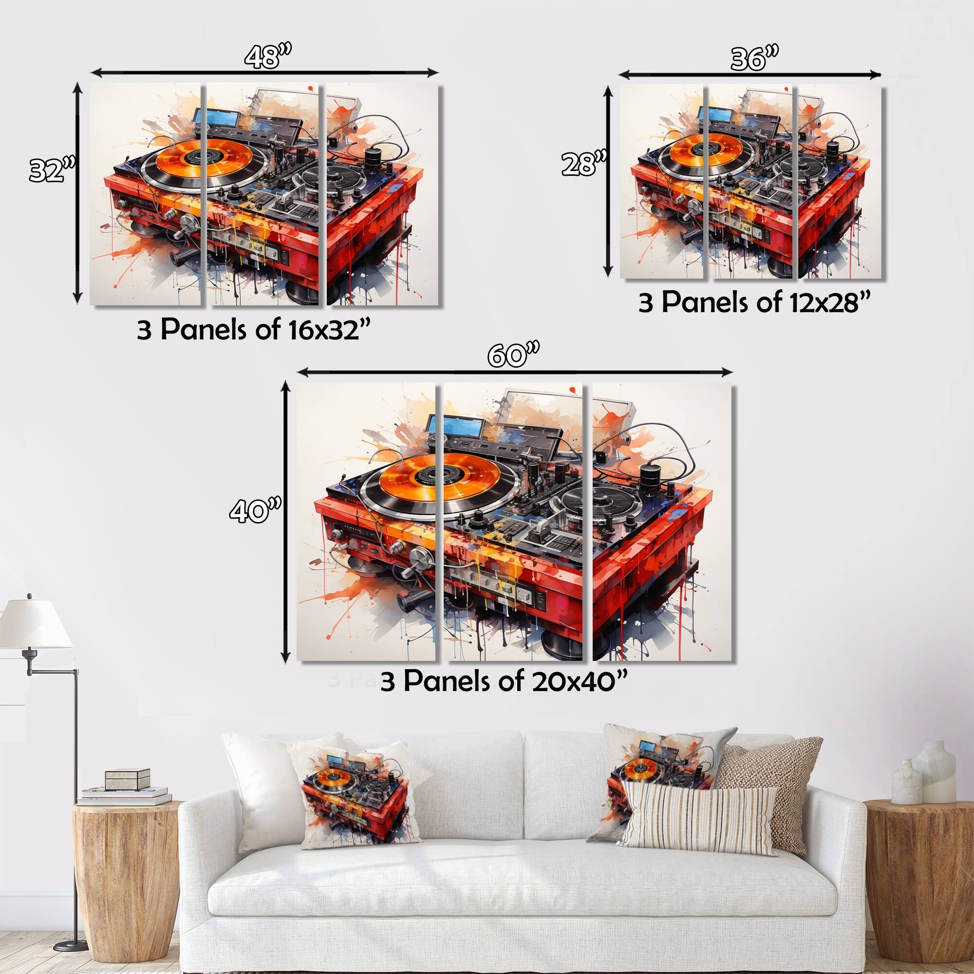 Designart "Abstract Turntables Music Boom Boxes II" Music Wall Art